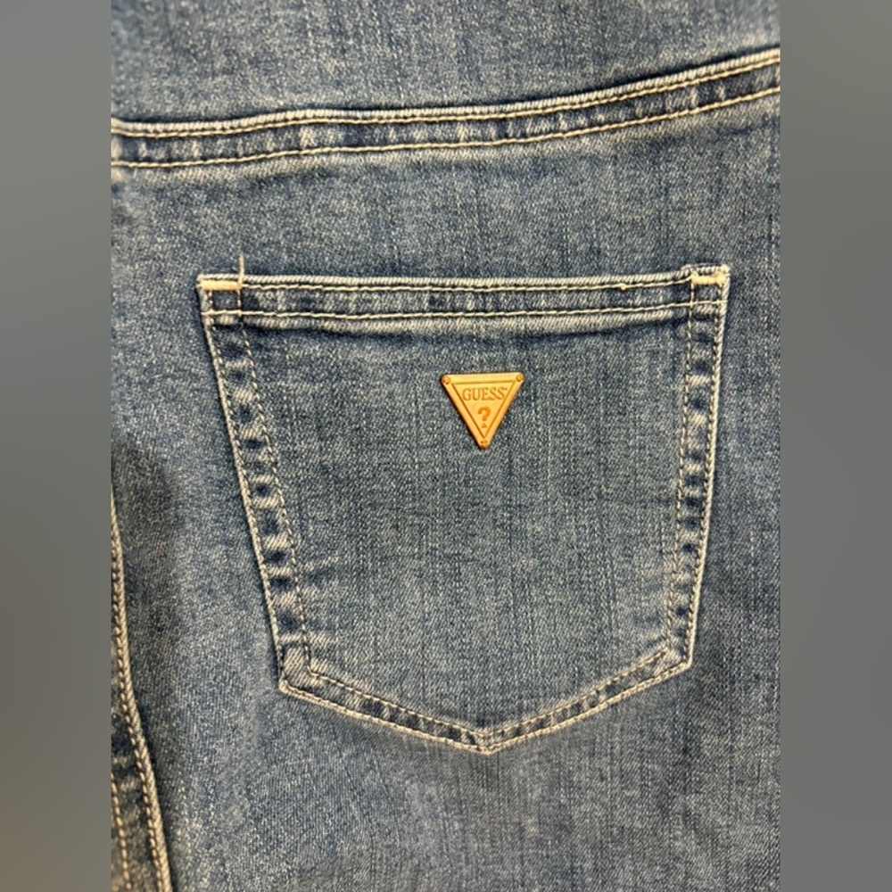Denim Overall Dress with Button Accents - Picture 4 of 6
